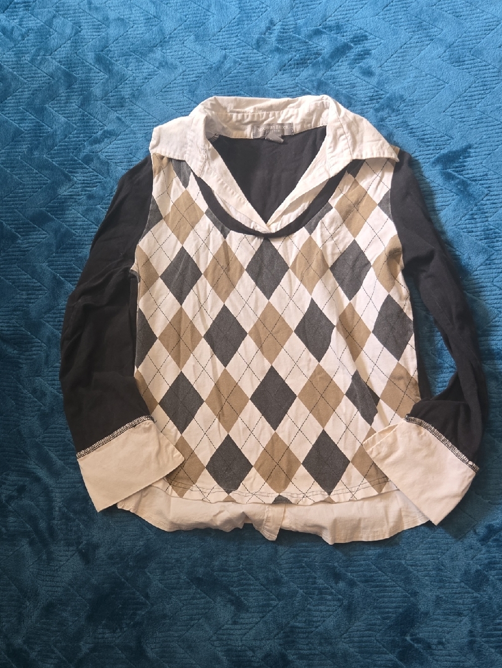3/$20 Beechers Brook Women’s Argyle Layered Look Long-Sleeve Top